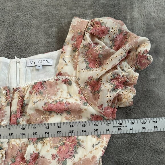 Ivy City Co Cottage Floral Midi Dress Women's size LARGE - Picture 5 of 7